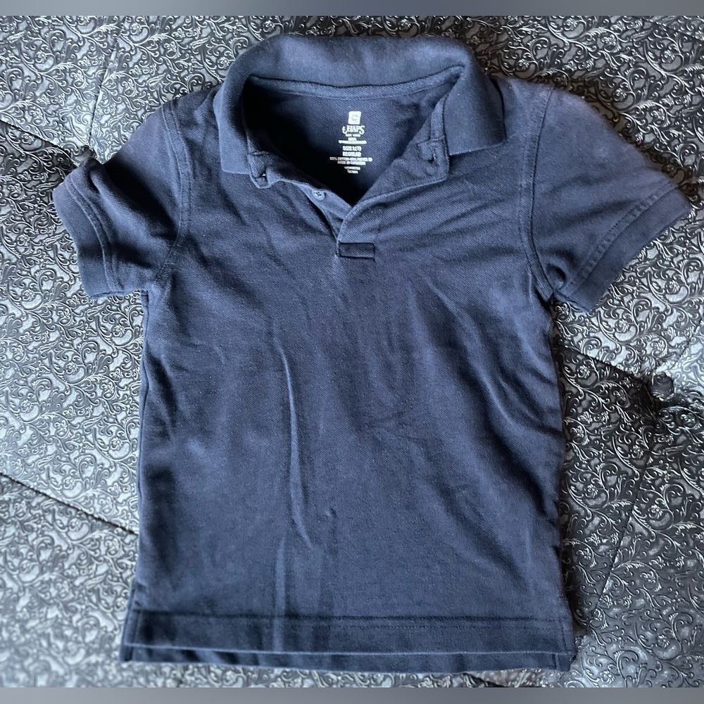 Chaps Navy Blue Short Sleeve Solid Boys Large (7) Polo Shirt EPC School Uniform